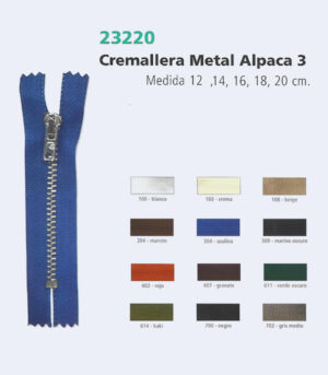 Cremallera de metal Alpaca. Ref 23220