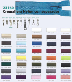 Cremallera con separador. Ref. 23160 de 65 a 80 cm.