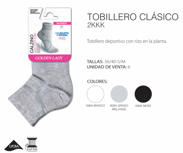 Calcetín señora scopri tobilleros, con puño. Ref 2KKK
